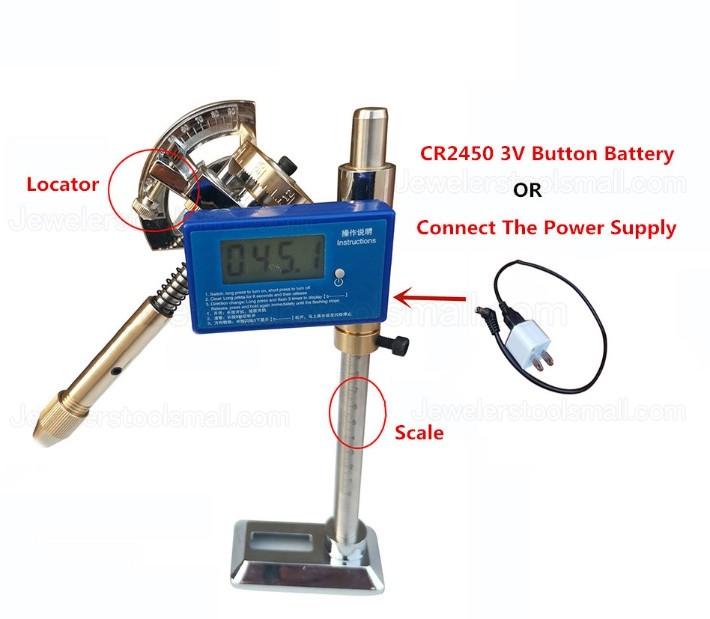 1Pcs Digital Display Angle Manipulator for Gem Faceting Machine Stainless Steel Copper Angle Polishing Handle